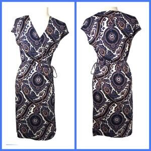 MICHAEL KORS Paisley Print Slinky Knit Wrap Dress    M